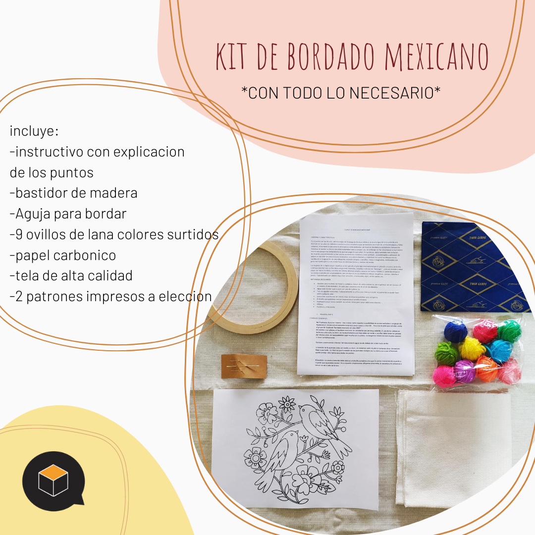 KIT DE BORDADO MEXICANO ( +curso virtual de regalo!) - El Cubo